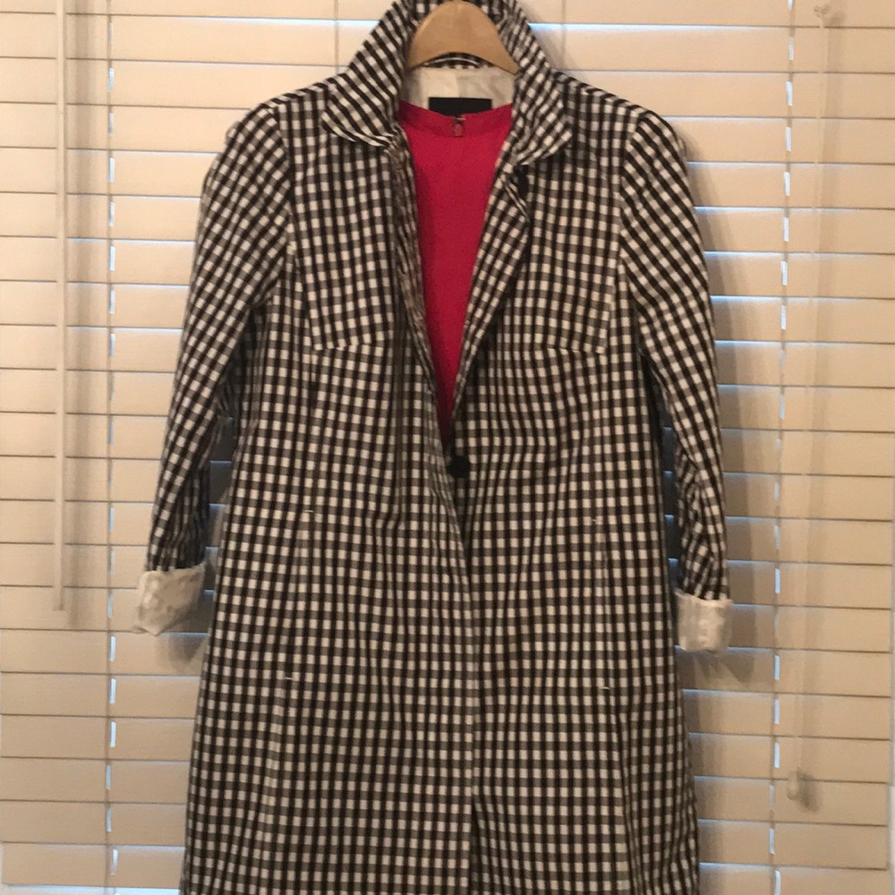 Talbots EC black & white gingham coat SZ 6